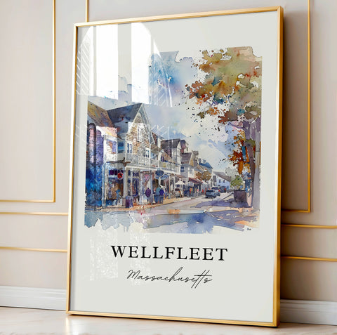 Wellfleet MA Wall Art, Wellfleet Print, Barnstable County Watercolor, Cape Cod Art Gift, Travel Print, Travel Poster, Housewarming Gift