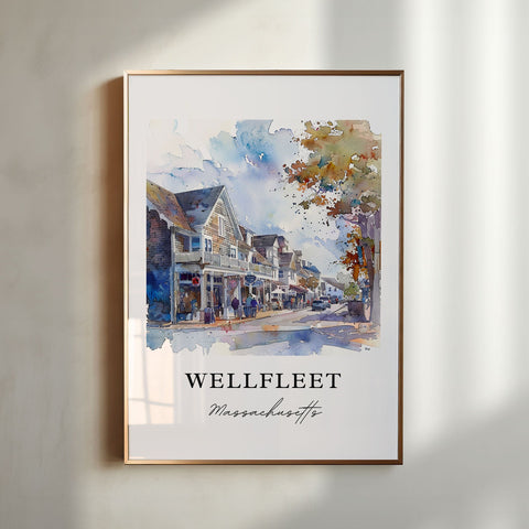 Wellfleet MA Wall Art, Wellfleet Print, Barnstable County Watercolor, Cape Cod Art Gift, Travel Print, Travel Poster, Housewarming Gift