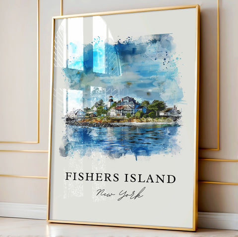 Fishers Island Art, Fishers Island NY Print, Long Island Watercolor Art, Fishers Island Gift, Travel Print, Travel Poster, Housewarming Gift