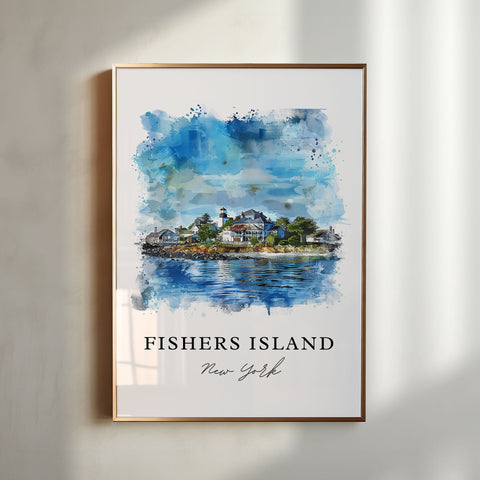 Fishers Island Art, Fishers Island NY Print, Long Island Watercolor Art, Fishers Island Gift, Travel Print, Travel Poster, Housewarming Gift