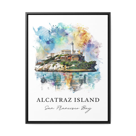 Alcatraz Island Art, Alcatraz Print, San Francisco Bay Watercolor, Alcatraz San Fran Gift, Travel Print, Travel Poster, Housewarming Gift