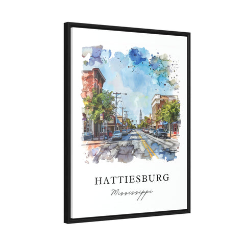 Hattiesburg MS Art, Hattiesburg Print, Hattiesburg Mississippi Watercolor, Univ Mississippi Gift, MS Travel Poster, Housewarming Gift