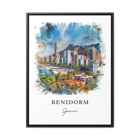 Benidorm Spain Wall Art, Benidorm Print, Costa Blanca Watercolor Art, Benidorm Gift, Travel Print, Travel Poster, Housewarming Gift