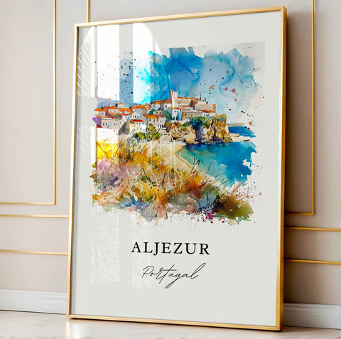 Aljezur Portugal Art, Aljezur Print, Faro Watercolor Art, Algarve Portugal Gift, Travel Print, Travel Poster, Housewarming Gift