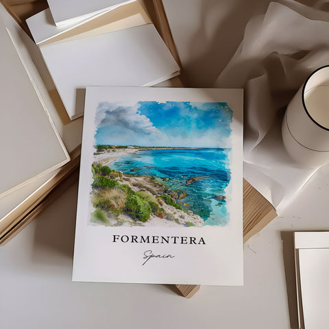 Formentera Wall Art, Balearic Islands Print, Formentera Watercolor, Formentera Gift, Travel Print, Travel Poster, Housewarming Gift