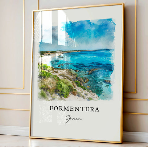 Formentera Wall Art, Balearic Islands Print, Formentera Watercolor, Formentera Gift, Travel Print, Travel Poster, Housewarming Gift