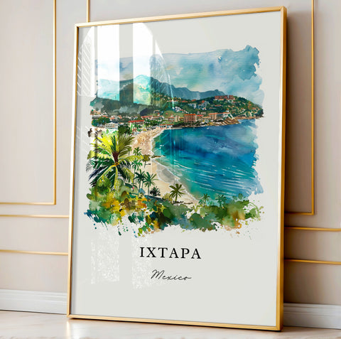 Ixtapa Mexico Wall Art, Guerrero Mexico Print, Ixtapa Watercolor, Ixtapa MX Gift, Travel Print, Travel Poster, Housewarming Gift