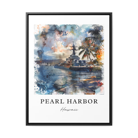 Pearl Harbor Wall Art, Pearl Harbor Print, Honolulu Watercolor Art, Honolulu Gift, Travel Print, Travel Poster, Housewarming Gift