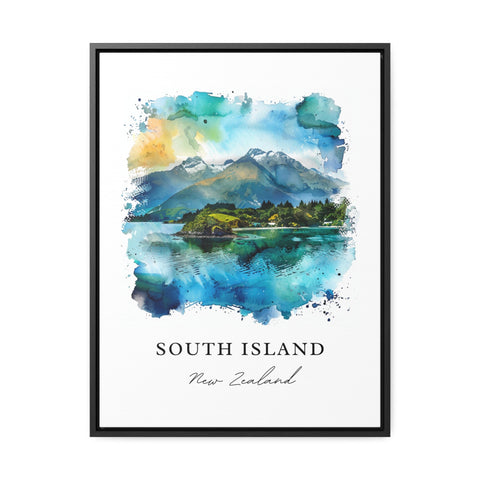 South Island NZ Wall Art, South Island Print, New Zealand Watercolor Art, South Island Gift, Travel Print, Travel Poster, Housewarming Gift