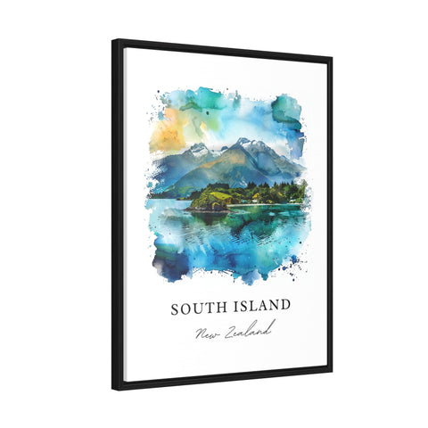 South Island NZ Wall Art, South Island Print, New Zealand Watercolor Art, South Island Gift, Travel Print, Travel Poster, Housewarming Gift