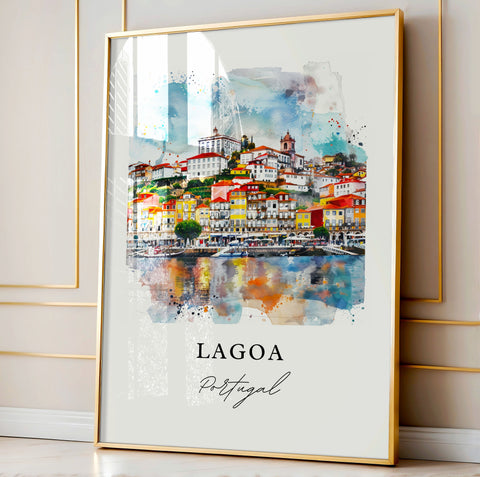 Lagoa Portugal Art, Lagoa Print, Faro Watercolor Art, Algarve Portugal Art Gift, Travel Print, Travel Poster, Housewarming Gift