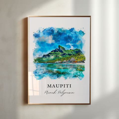 Maupiti Island Art, Maupiti Print, French Polynesia Watercolor Art, Maupiti FP Gift, Travel Print, Travel Poster, Housewarming Gift