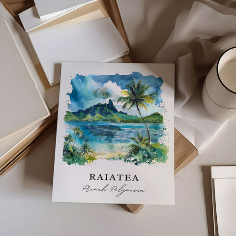 Raiatea Wall Art, Raiatea Print, French Polynesia Watercolor Art, Raiatea FP Gift, Travel Print, Travel Poster, Housewarming Gift