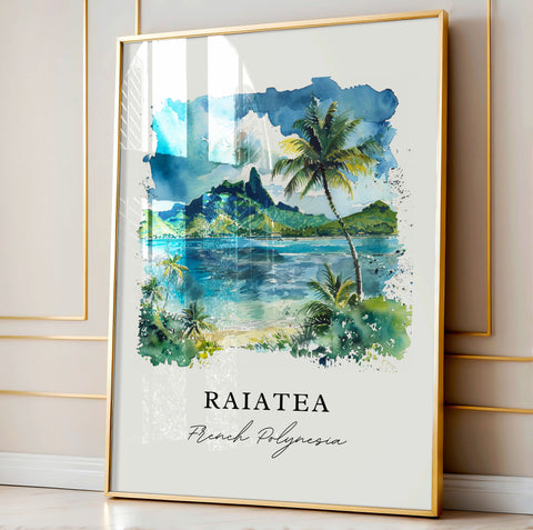 Raiatea Wall Art, Raiatea Print, French Polynesia Watercolor Art, Raiatea FP Gift, Travel Print, Travel Poster, Housewarming Gift