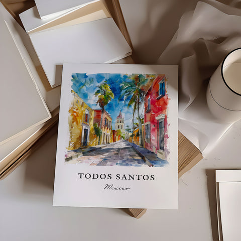 Todos Santos Art, Baja California MX Print, Todos Santos Mexico Watercolor, Baja California Gift, Travel Print, Baja Cali Housewarming Gift