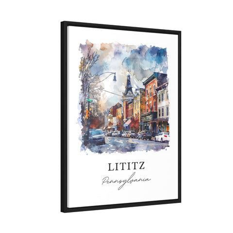 Lititz PA Wall Art, Lancaster County Print, Lititz Watercolor, Lititz Pennsylvania Gift, Travel Print, Travel Poster, Housewarming Gift