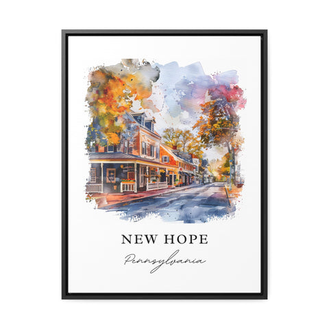 New Hope PA Wall Art, New Hope Print, New Hope PA Watercolor Art, Bucks County PA Gift, Travel Print, Travel Poster, Housewarming Gift