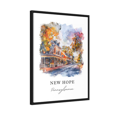 New Hope PA Wall Art, New Hope Print, New Hope PA Watercolor Art, Bucks County PA Gift, Travel Print, Travel Poster, Housewarming Gift