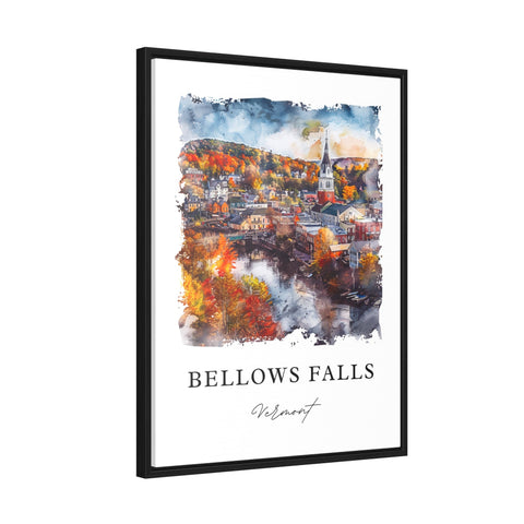 Bellows Falls Art, Bellows Falls VT Print, Rockingham Vermont Watercolor, Windham VT Gift, Travel Print, Travel Poster, Housewarming Gift