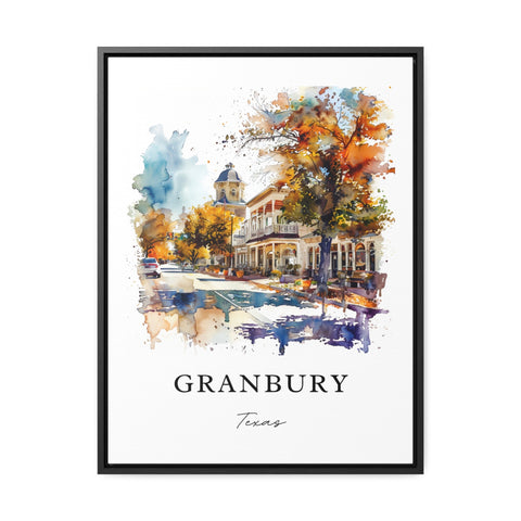 Granbury TX Wall Art, Granbury Print, Granbury Texas Watercolor Art, Hood County Texas Gift, Travel Print, Travel Poster, Housewarming Gift