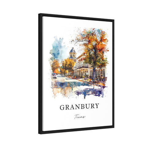 Granbury TX Wall Art, Granbury Print, Granbury Texas Watercolor Art, Hood County Texas Gift, Travel Print, Travel Poster, Housewarming Gift