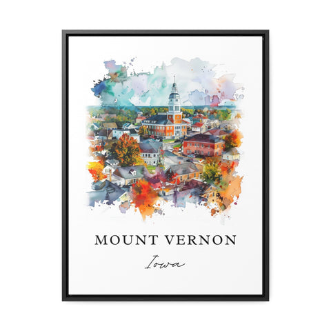 Mount Vernon Iowa Art, Mount Vernon Print, Linn County Watercolor Art, Lisbon Iowa Gift, Travel Print, Travel Poster, Housewarming Gift