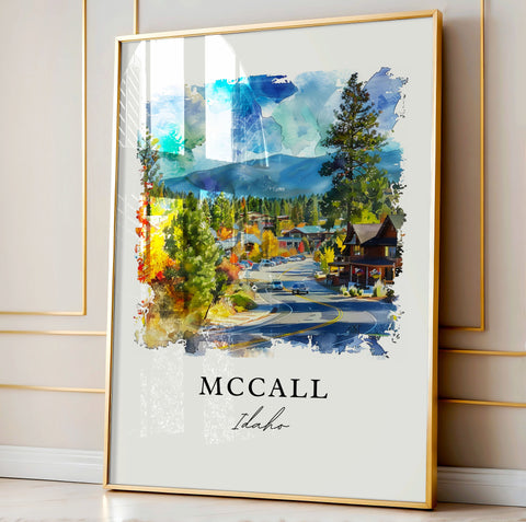 Mccall ID Wall Art, Mccall Idaho Print, Mccall Watercolor Art, Valley County Idaho Gift, Travel Print, Travel Poster, Housewarming Gift