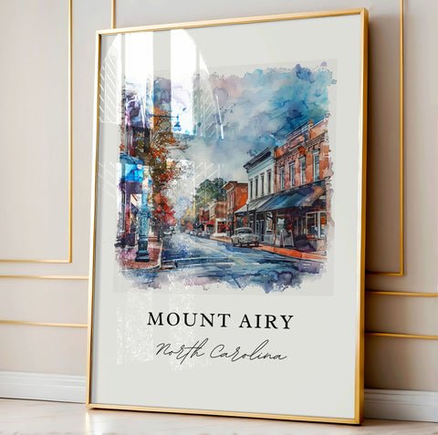 Mount Airy NC Wall Art, Surry North Carolina Print, Mount Airy Watercolor, Mount Airy Gift, Travel Print, Travel Poster, Housewarming Gift