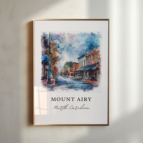 Mount Airy NC Wall Art, Surry North Carolina Print, Mount Airy Watercolor, Mount Airy Gift, Travel Print, Travel Poster, Housewarming Gift