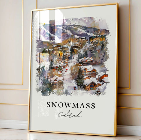 Snowmass Colorado Wall Art, Snowmass Print, Pitkin County Watercolor Art, Snowmass Gift, Travel Print, Travel Poster, Housewarming Gift