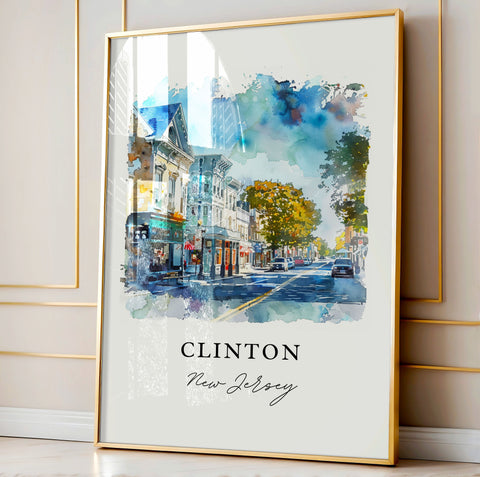 Clinton NJ Wall Art, Clinton Print, Hunterdon County Watercolor, Clinton New Jersey Gift, Travel Print, Travel Poster, Housewarming Gift