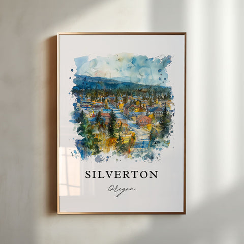 Silverton Oregon Art, Silverton OR Print, Marion County OR Watercolor Art, Silverton OR Gift, Travel Print, Travel Poster, Housewarming Gift