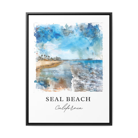 Seal Beach CA Art, Seal Beach Print, Orange County Watercolor, Seal Beach California Gift, Travel Print, Travel Poster, Housewarming Gift