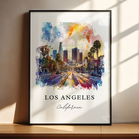 Los Angeles Wall Art, Los Angeles Print, Los Angeles Watercolor Art, LA Gift, Travel Print, Travel Poster, Housewarming Gift