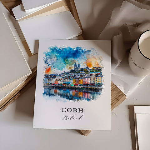 Cobh Ireland Wall Art, Cobh Print, Cobh Watercolor, Cork City Ireland Gift, Travel Print, Travel Poster, Housewarming Gift