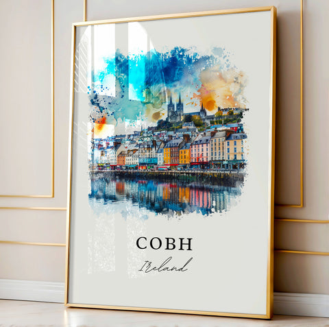 Cobh Ireland Wall Art, Cobh Print, Cobh Watercolor, Cork City Ireland Gift, Travel Print, Travel Poster, Housewarming Gift