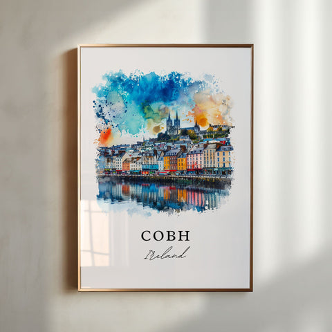 Cobh Ireland Wall Art, Cobh Print, Cobh Watercolor, Cork City Ireland Gift, Travel Print, Travel Poster, Housewarming Gift