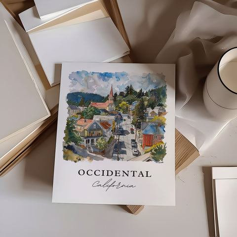 Occidental CA Wall Art, Occidental Print, Sonoma Watercolor Art, Sonoma California Gift, Travel Print, Travel Poster, Housewarming Gift