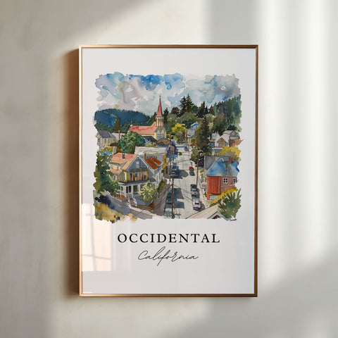 Occidental CA Wall Art, Occidental Print, Sonoma Watercolor Art, Sonoma California Gift, Travel Print, Travel Poster, Housewarming Gift