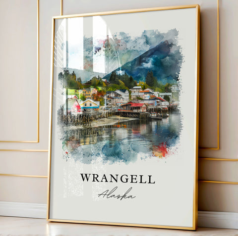 Wrangell Alaska Art, Wrangell AK Print, Wrangell Watercolor Art, Wrangell Alaska Gift, Travel Print, Travel Poster, Housewarming Gift