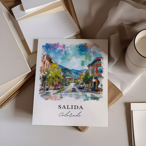 Salida CO Art, Salida Colorado Print, Chaffee County Watercolor Art, Salida Colorado Gift, Travel Print, Travel Poster, Housewarming Gift