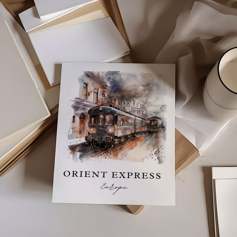 Orient Express Art, Orient Express Print, Orient Express Watercolor Art, Orient Express Gift, Travel Print, Travel Poster, Housewarming Gift