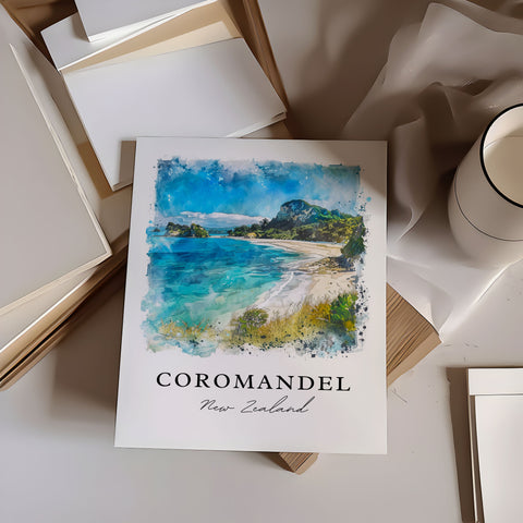 Coromandel Wall Art, Coromandel Print, North Island NZ Watercolor, North Island NZ Gift, Travel Print, Travel Poster, Housewarming Gift