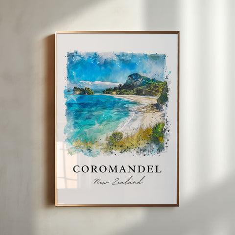 Coromandel Wall Art, Coromandel Print, North Island NZ Watercolor, North Island NZ Gift, Travel Print, Travel Poster, Housewarming Gift