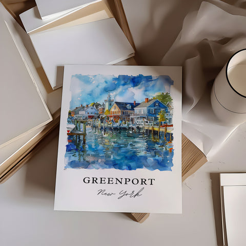 Greenport NY Wall Art, Greenport Print, Greenport Watercolor Art, Suffolk County Gift, Travel Print, Travel Poster, Housewarming Gift