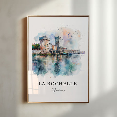 La Rochelle Wall Art, La Rochelle Print, La Rochelle France Watercolor, France Travel Gift, Travel Print, Travel Poster, Housewarming Gift