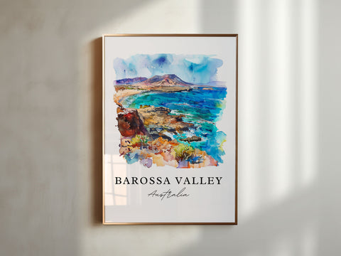 Barossa Valley Wall Art, Barossa Valley Print, Adelaide Watercolor Art, Barossa Valley Gift, Travel Print, Travel Poster, Housewarming Gift