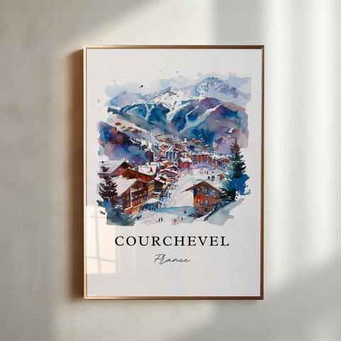 Courchevel France Art, Courchevel Print, French Alps Watercolor Art, Tarentaise Valley Gift, Travel Print, Travel Poster, Housewarming Gift