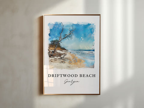 Driftwood Beach GA Art, Jekyll Island Print, Driftwood Beach Watercolor, Jekyll Island Gift, Travel Print, Travel Poster, Housewarming Gift