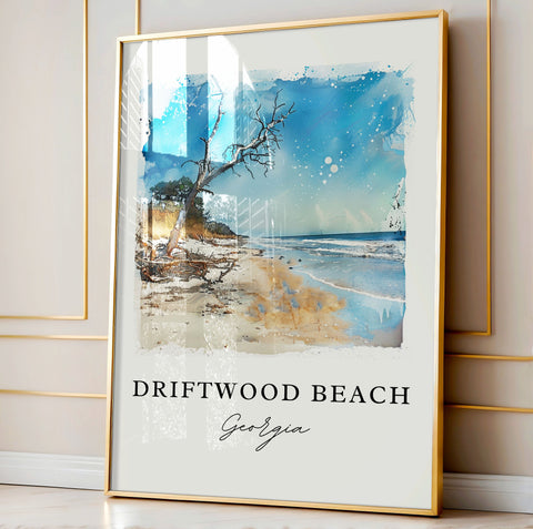 Driftwood Beach GA Art, Jekyll Island Print, Driftwood Beach Watercolor, Jekyll Island Gift, Travel Print, Travel Poster, Housewarming Gift